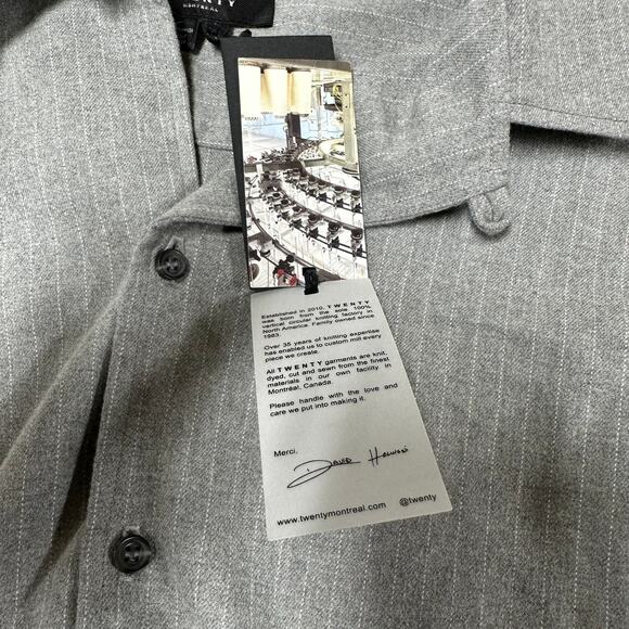 Twenty Montreal Men's Button Up Short Sleeve Grey Shirt NWT Size S Pinstripe - Picture 5 of 9